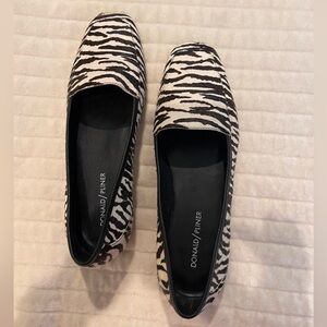 Donald J. Pliner Calf Hair Zebra Pattern Loafers - Black and White NEW Size 9